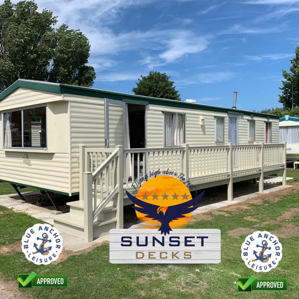 Wraparound used UPVC deck on a static caravan in Lincolnshire